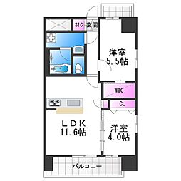 スプランディッドあびこ駅前DUE 2LDKの間取図画像