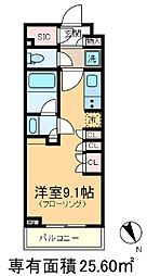 パークアクシス駒込HILLTOP 1階ワンルームの間取り