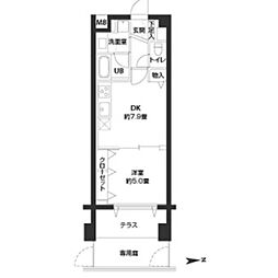 カスタリア自由が丘 1DKの間取図画像