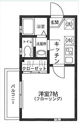 フォルクT・K 2階1Kの間取り