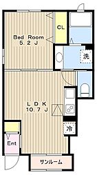 グランベルデA 1LDKの間取図画像
