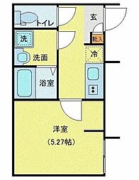 JR常磐線 三河島駅 徒歩6分の賃貸マンション 2階1Kの間取り