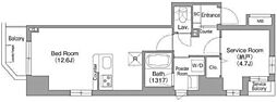 コンフォリア・リヴ関内 ワンルームの間取図画像