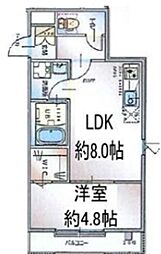 リーヴェル新小岩プレミオ 2階1LDKの間取り