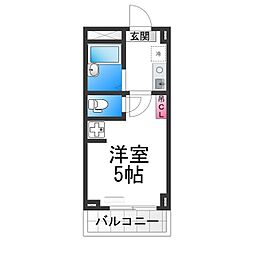 ゴールドクレスト 5階1Kの間取り