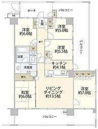 ルネ・アイクレール 6階5LDKの間取り