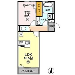 ロイジェントパークス レイクタウンIII C 3階1LDKの間取り