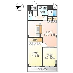 ＳＡＫＵＲＡ 3階2LDKの間取り