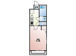 フラッティ谷口園町 1階1Kの間取り