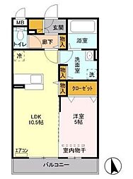 クラール 3階1LDKの間取り
