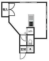銀輪ビル ワンルームの間取図画像