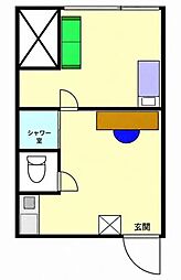 清楽荘 1DKの間取図画像