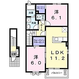 カーサ　プラシード 2階2LDKの間取り