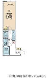 相模原市緑区橋本4丁目アパート 1Kの間取図画像