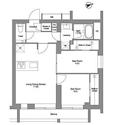 ＯＲＭＥ ＣＯＵＲＴ ＹＯＴＳＵＹＡ 3階2LDKの間取り