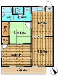 エクセルハイツ野崎 3DKの間取図画像