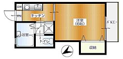 メゾンポワール 1Kの間取図画像