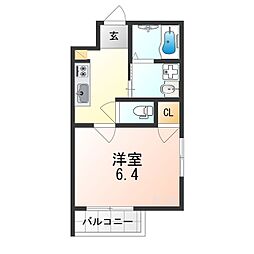 Osaka Metro四つ橋線 北加賀屋駅 徒歩6分の賃貸アパート 2階1Kの間取り