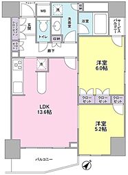 ラサンテ五反田 3階2LDKの間取り