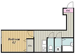 Ambition聖蹟桜ケ丘II 1階1Kの間取り