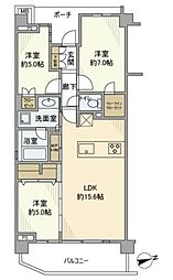 プラウド世田谷代田 3階3LDKの間取り