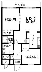 ソレイル梶ヶ谷II 2階2LDKの間取り