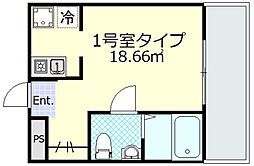 アムール川崎 3階ワンルームの間取り