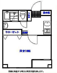 グランフォルム常磐 2階1Kの間取り