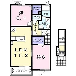 ルミエール 2LDKの間取図画像