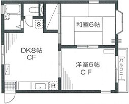 メープルハイツ 2DKの間取図画像