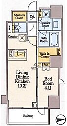 クレストコート木場 7階1LDKの間取り