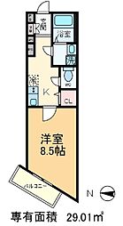 JR京浜東北・根岸線 王子駅 徒歩8分の賃貸マンション 4階1Kの間取り