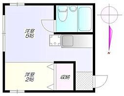 かとれや館 1階ワンルームの間取り