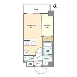 ドゥーエ青砥 5階1DKの間取り