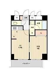 札幌市営東西線 菊水駅 徒歩8分の賃貸マンション 8階1LDKの間取り