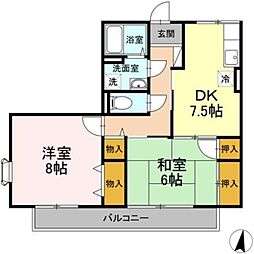 メゾンエスポワール 1階2DKの間取り