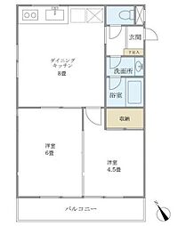 メゾン美羅樹1 2DKの間取図画像
