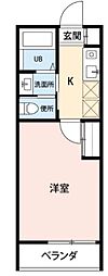 エクセルメゾンB 2階1Kの間取り