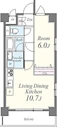 ライツ石原 1LDKの間取図画像