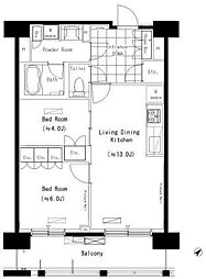 パークアクシス西船橋本郷町 8階2LDKの間取り