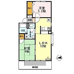 コートダジュールTII　A棟 2階2LDKの間取り