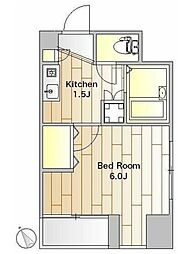 アネックスオマタII 4階1Kの間取り