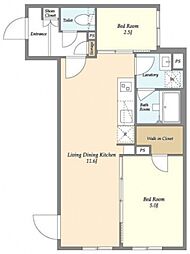 J.リヴェール武蔵小山 4階2LDKの間取り