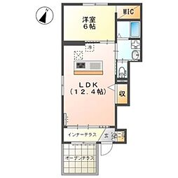 ミラドールI 1階1LDKの間取り