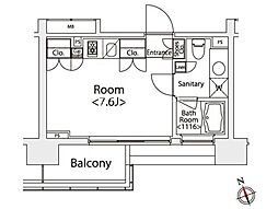カスタリア戸越 5階ワンルームの間取り