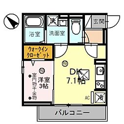 Kirsche 1階1DKの間取り
