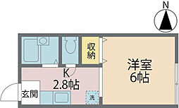 パークハイム多摩 1階1Kの間取り