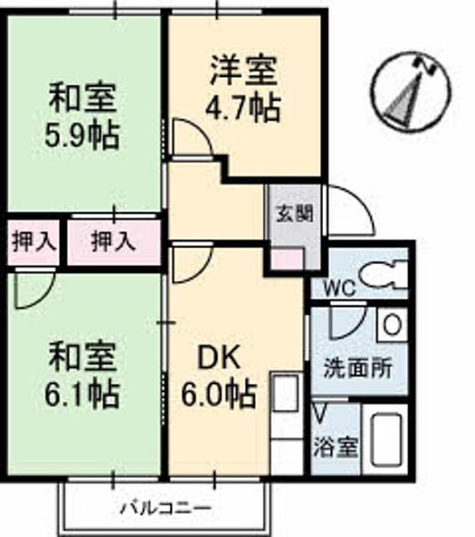 アプリコット B0205｜愛媛県西条市三津屋(賃貸アパート3DK・2階・50.78㎡)の写真 その2