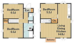 JR横浜線 相原駅 徒歩12分の賃貸一戸建て 3LDKの間取り