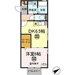 スマートF 1DKの間取図画像